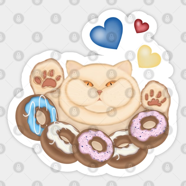 Fat cat sweet tooth Sticker by KateQR